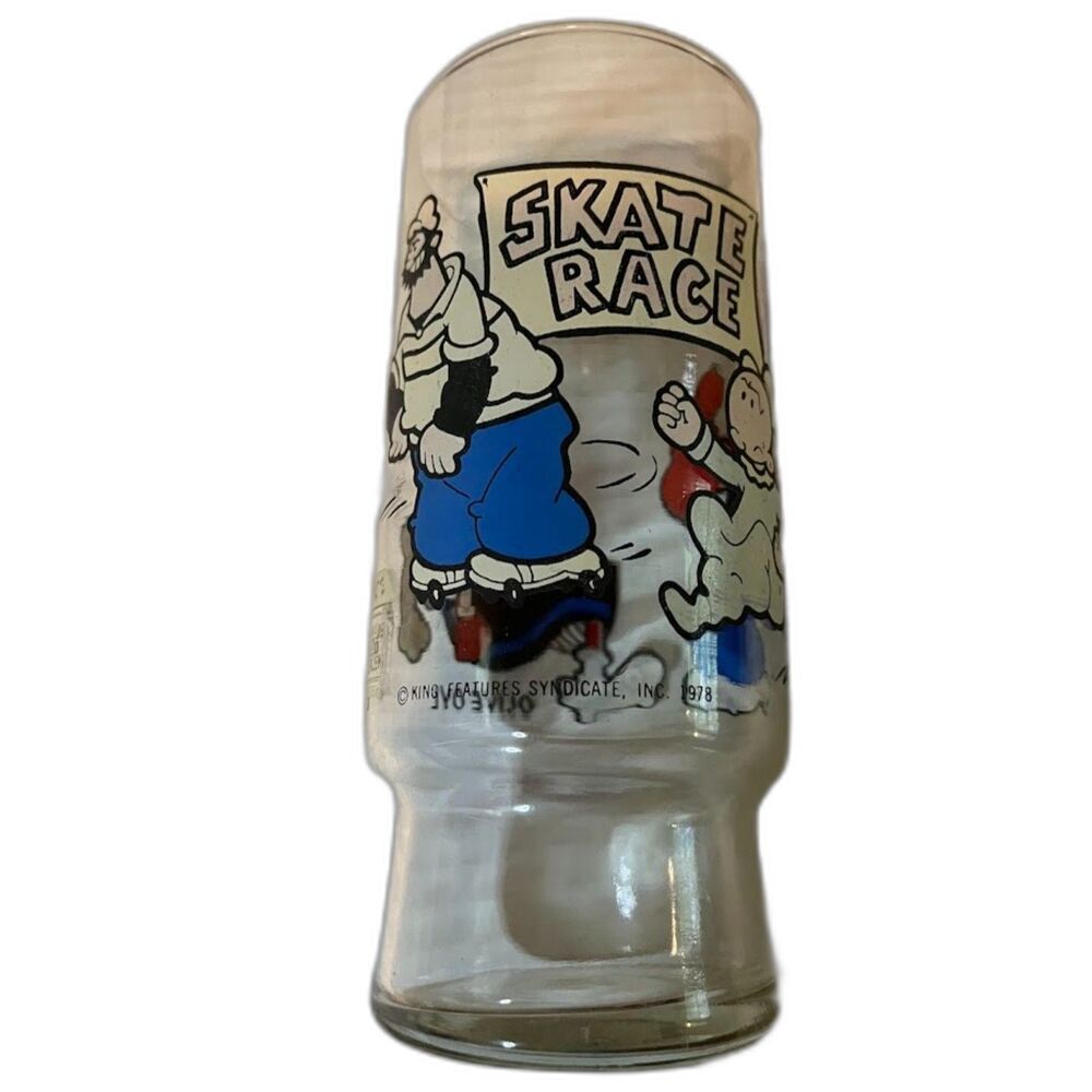 Vintage 1978 Popeye's Famous Fried Chicken Popeye The Sailorman 6" Glass Cup
